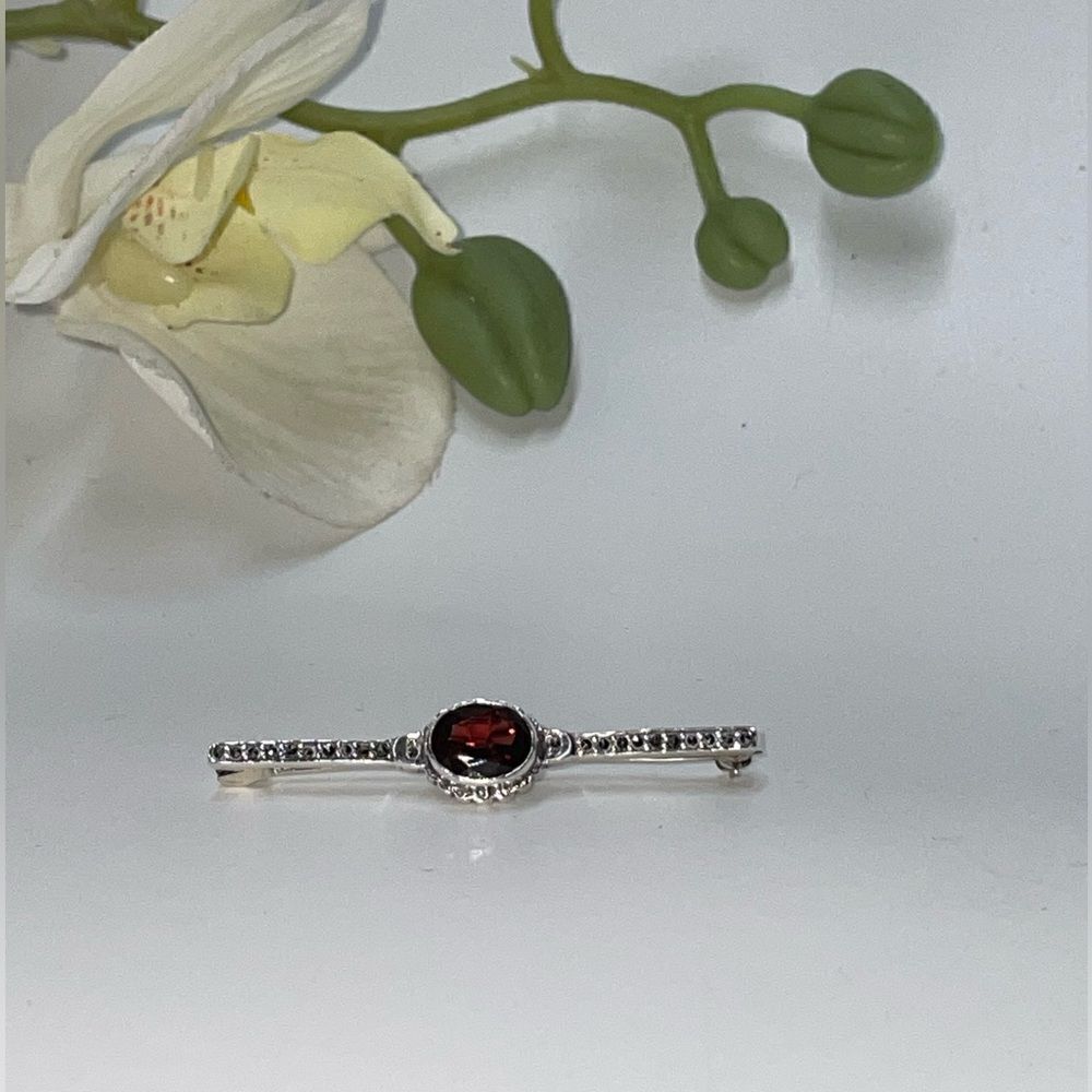 Sterling Silver with Genuine Garnet Brooch